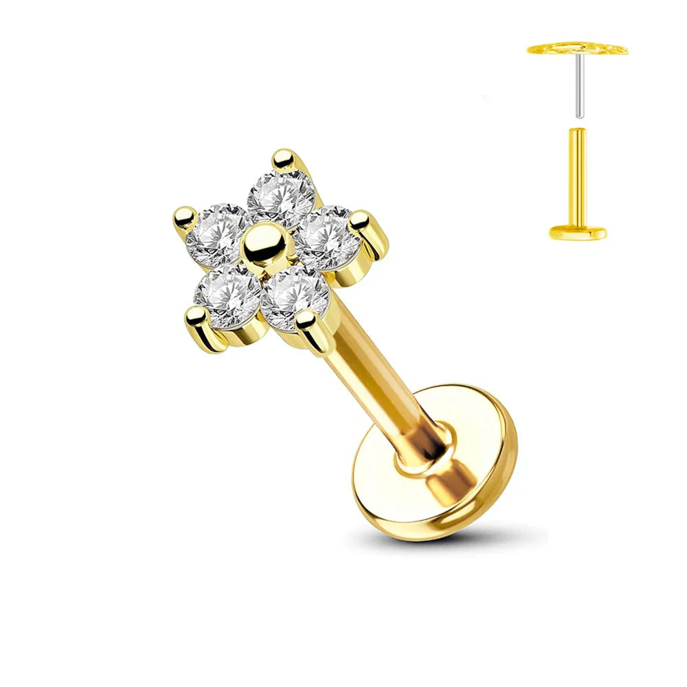 Titanium Flower Stud Piercing Earring