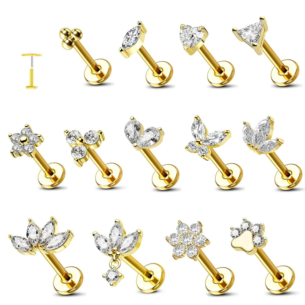 Titanium Flower Stud Piercing Earring