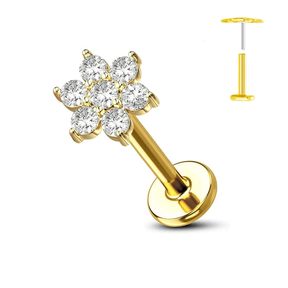 Titanium Flower Stud Piercing Earring
