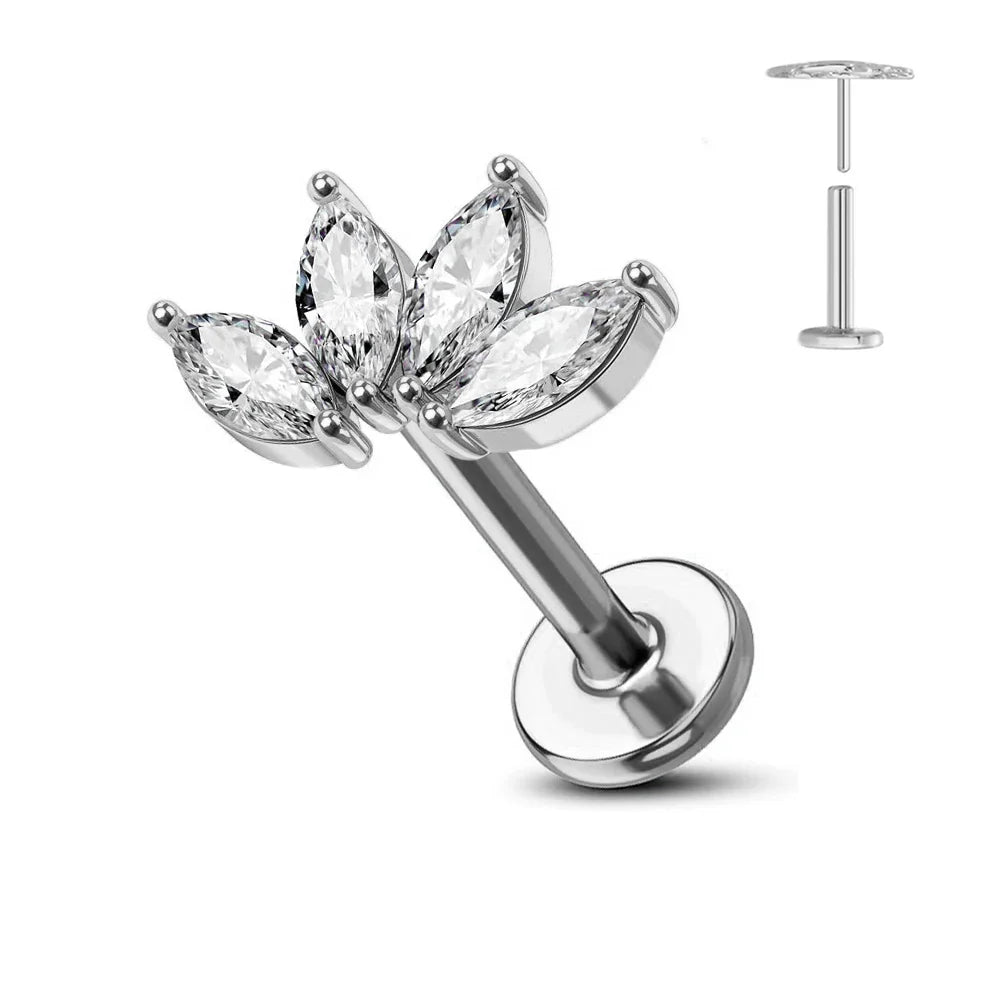 Titanium Flower Stud Piercing Earring