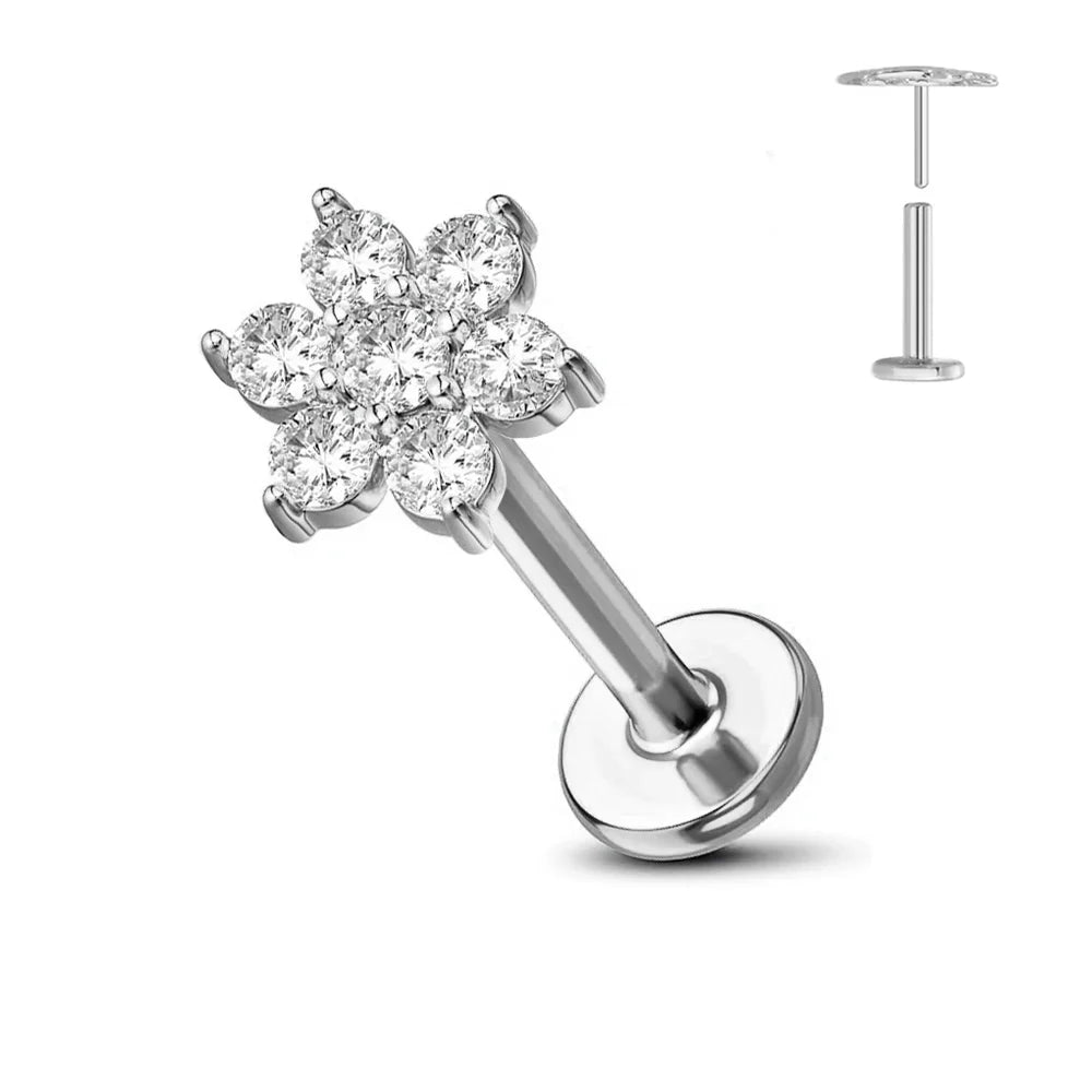 Titanium Flower Stud Piercing Earring