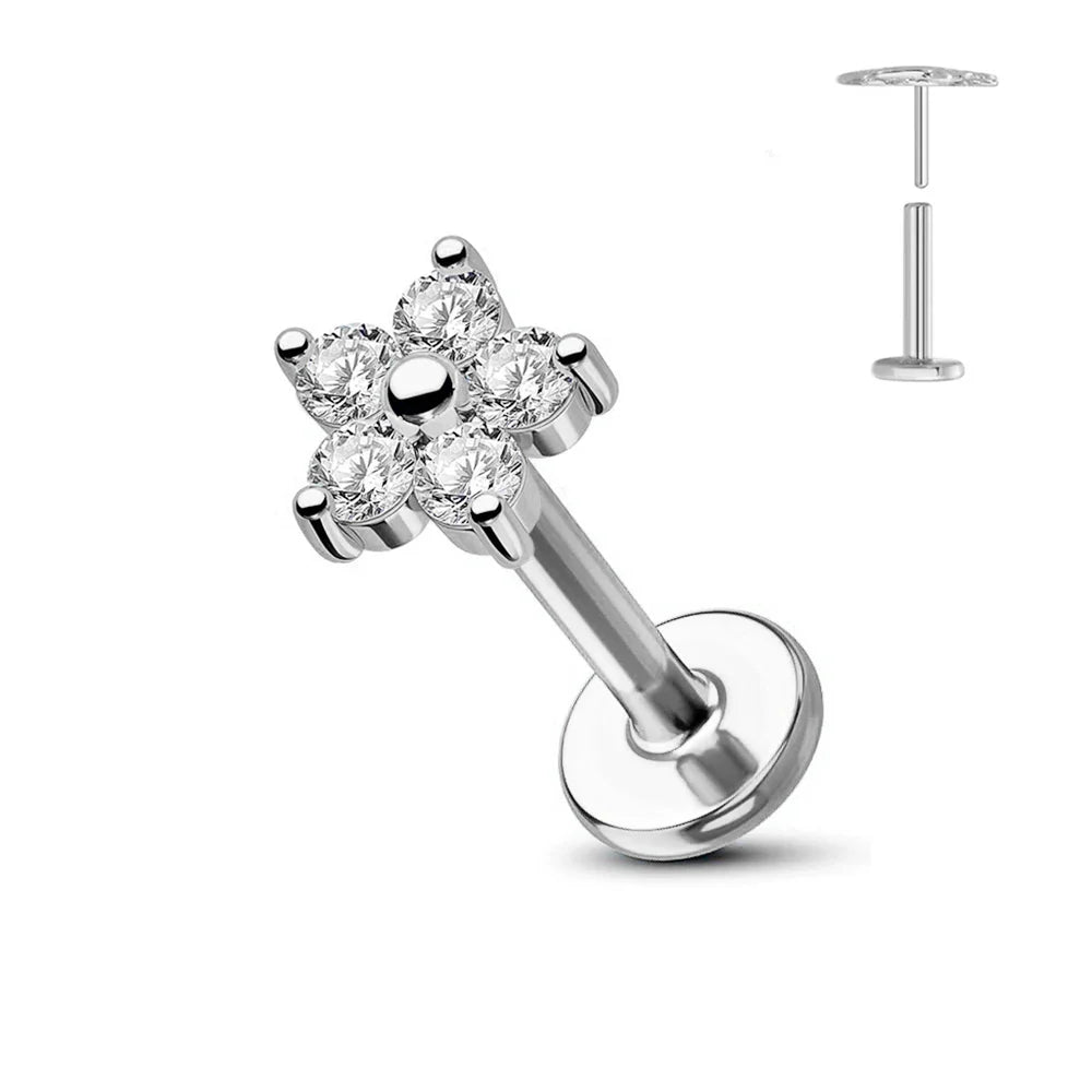 Titanium Flower Stud Piercing Earring